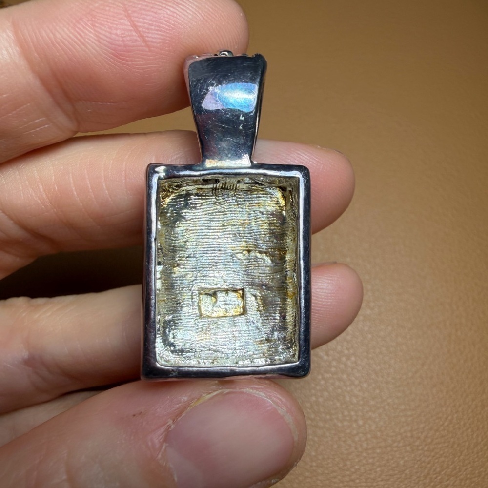 Vintage Style Sterling Silver Tone Turquoise Multi-Gemstone Pendant - Picture 3 of 9